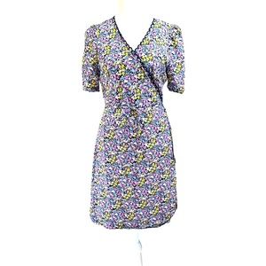 And other stories ditsy floral scallop wrap midi dress size 8